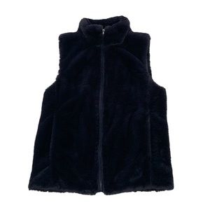 J. Crew Women’s Faux Fur Soft Dark Blue Zip Up Vest Size XS